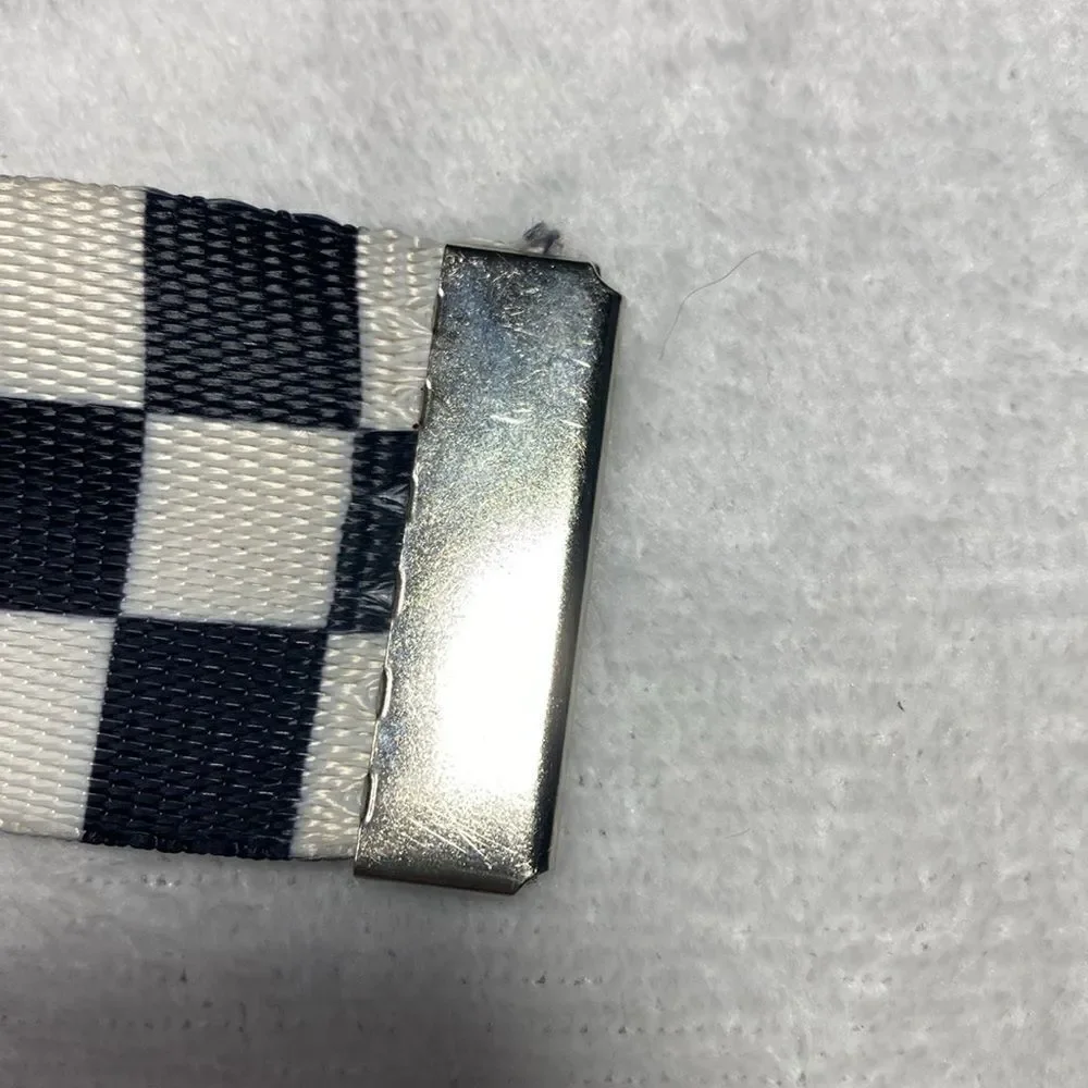 Black & White Checkered Woven Adjustable Belt
